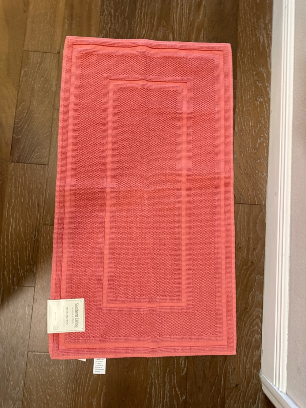 Southern Living Coral Bath Mat - Solid Coral Pink Bath or Shower 24x42 Absorbent